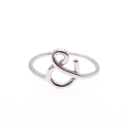 925 Sterling Silver Ampersand Symbol Ring Size 7