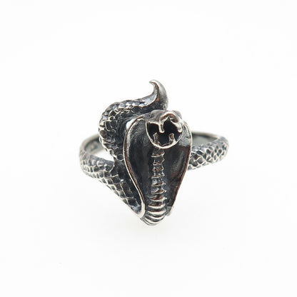 925 Sterling Silver Vintage Cobra Snake Oxidized Ring Size 13