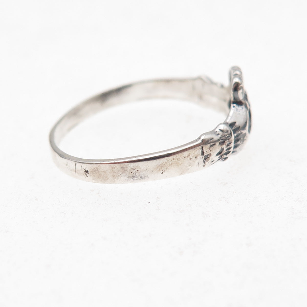 925 Sterling Silver Vintage Irish Claddagh Oxidized Ring Size 9