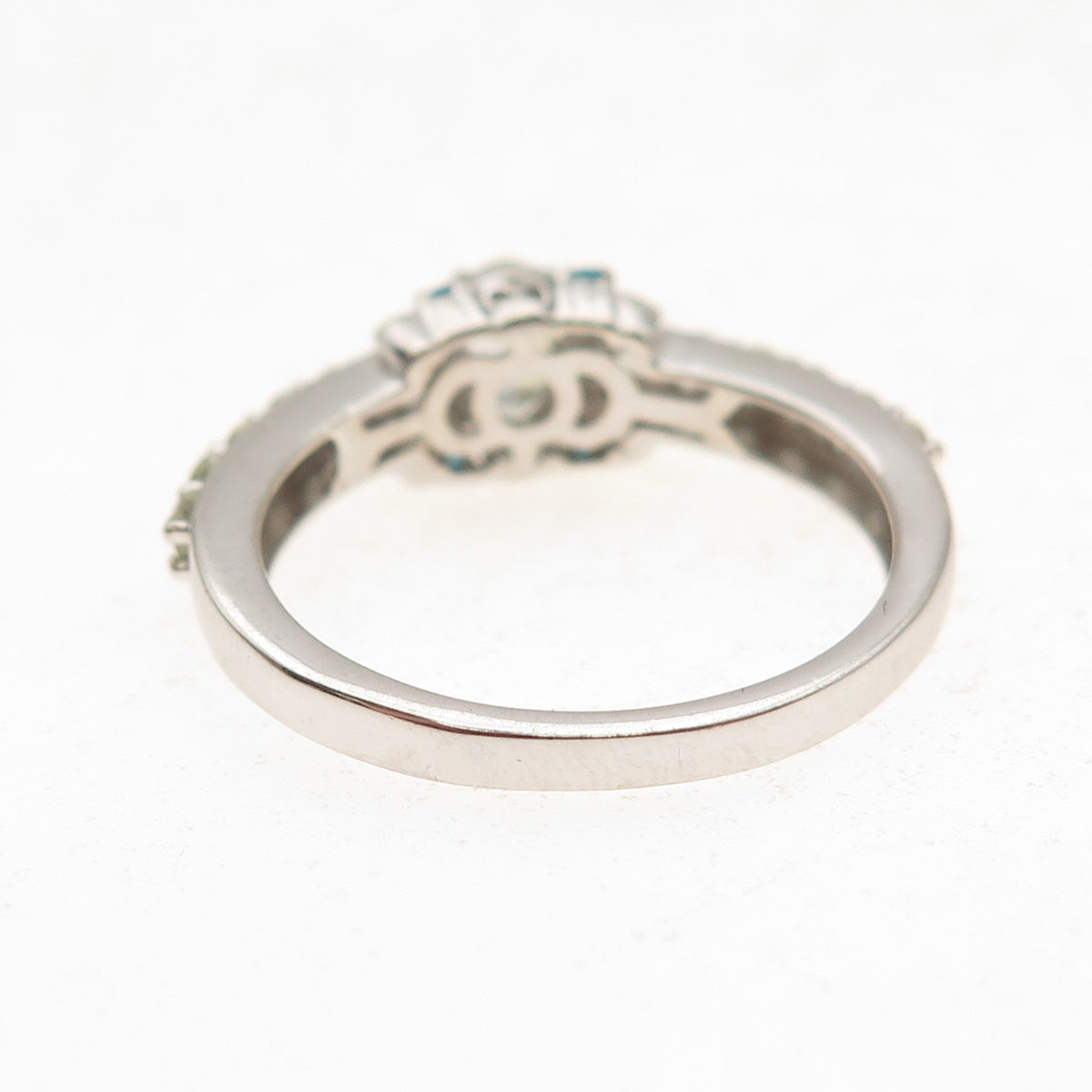 Chuck Clemency Sterling Silver 2-Tone Real Green Amethyst & Apatite Ring Size 8