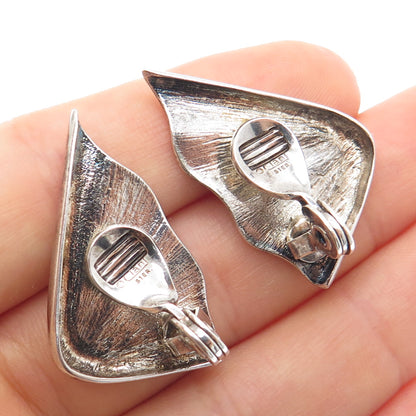 CIANI 925 Sterling Silver Vintage Modernist Wavy Clip On Earrings