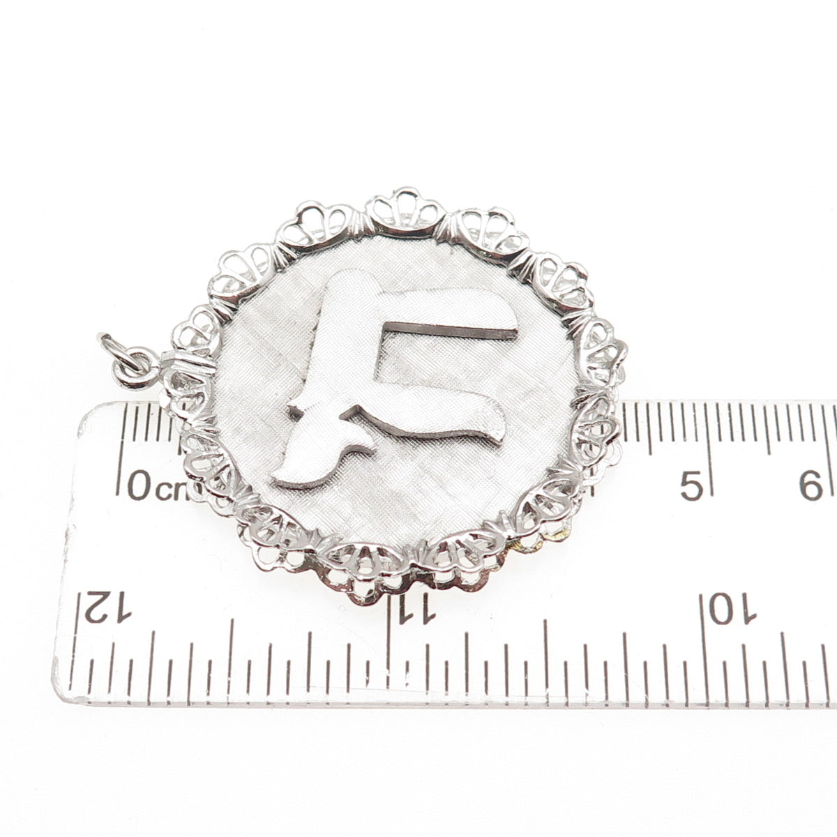 925 Sterling Silver Vintage Chai Judaica Ornate Bezel Charm Pendant