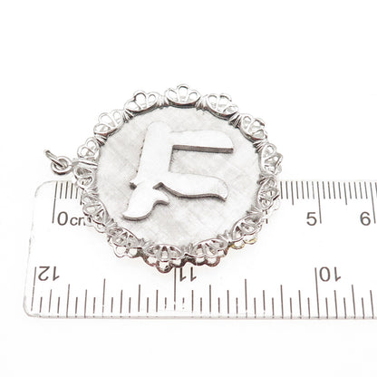 925 Sterling Silver Vintage Chai Judaica Ornate Bezel Charm Pendant