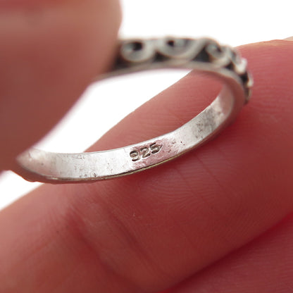 925 Sterling Silver Vintage Spiral Oxidized Band Ring Size 5.5