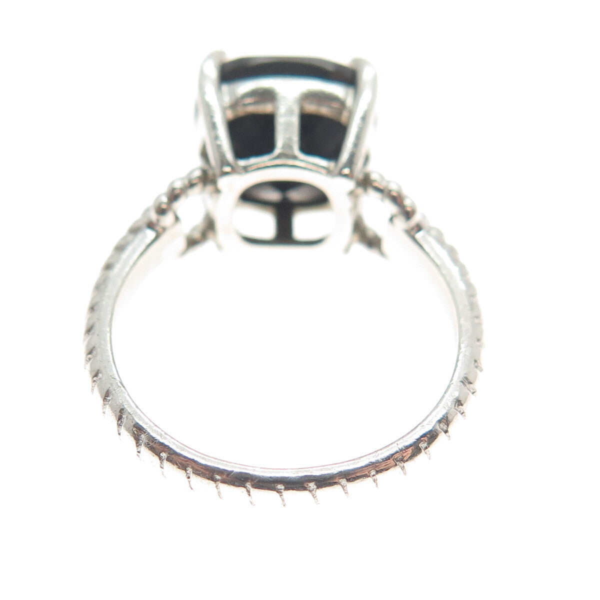TGGC 925 Sterling Silver Vintage Checkered Black Spinel Twisted Ring Size 5.25