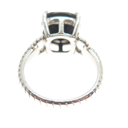TGGC 925 Sterling Silver Vintage Checkered Black Spinel Twisted Ring Size 5.25