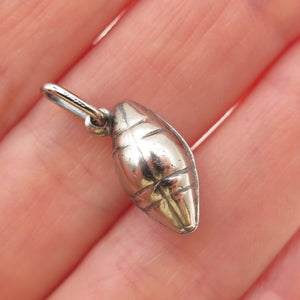 925 Sterling Silver Vintage Italy Football Ball Oxidized 3D Mini Charm Pendant