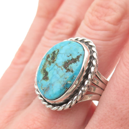 Old Pawn Sterling Silver Vintage Southwestern Turquoise Tribal Ring Size 12.5