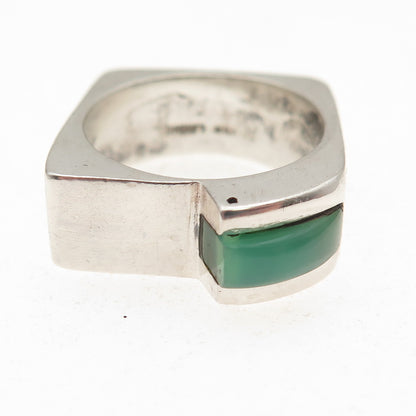 Silver Lining 925 Sterling Vintage Real Turquoise Modernist Ring Size 7
