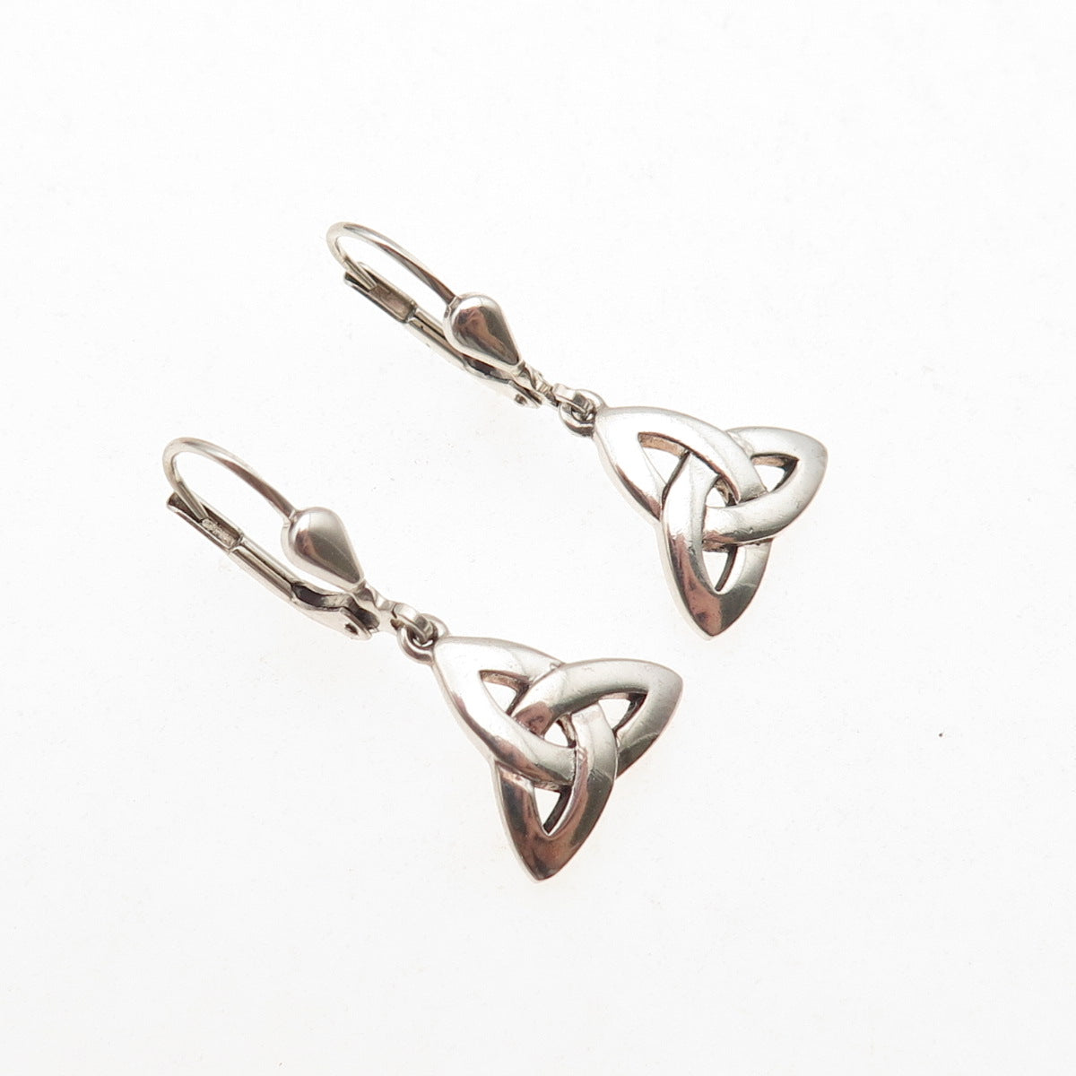 Solvar 925 Sterling Silver Vintage Ireland Celtic Trinity Knot Dangle Earrings
