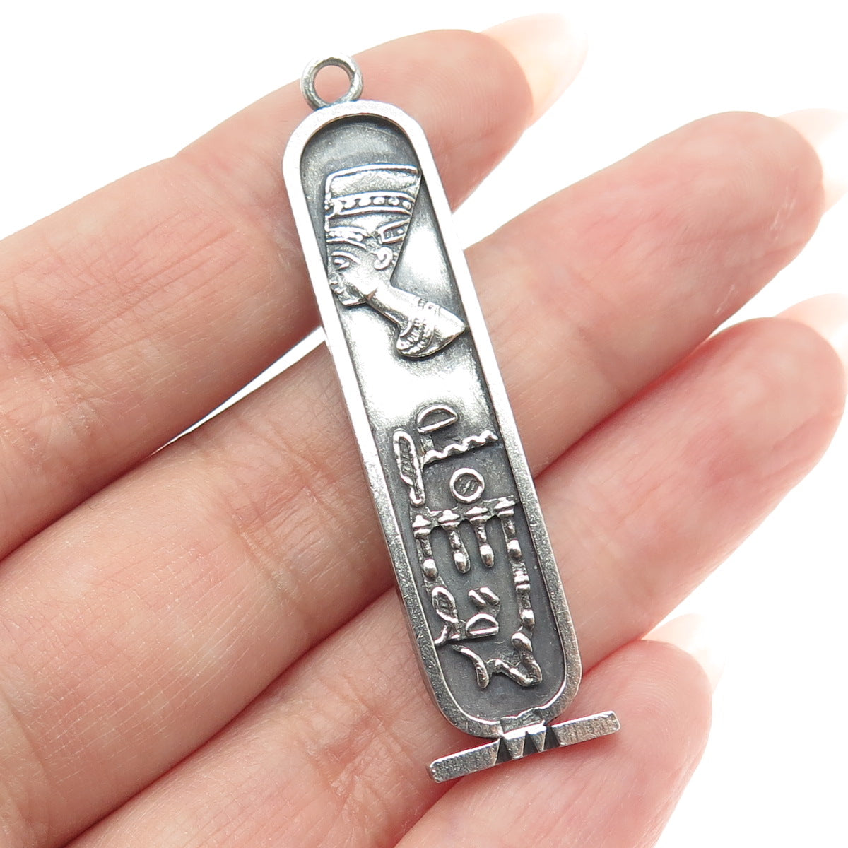 800 Silver Vintage Egypt Cartouche Double Sided Pendant