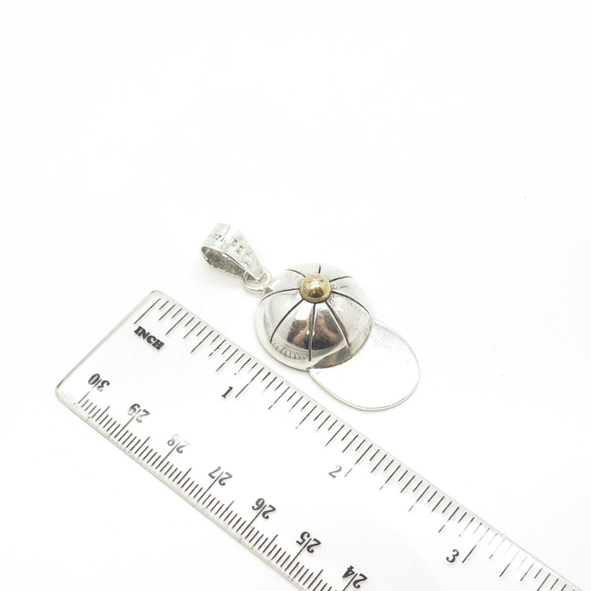 925 Sterling Silver 2-Tone Vintage Mexico Baseball Cap 3D Pendant