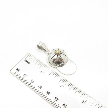 925 Sterling Silver 2-Tone Vintage Mexico Baseball Cap 3D Pendant