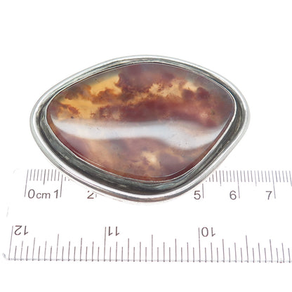 KIT HEATH 925 Sterling Silver Vintage Real Agate Modernist Large Pendant