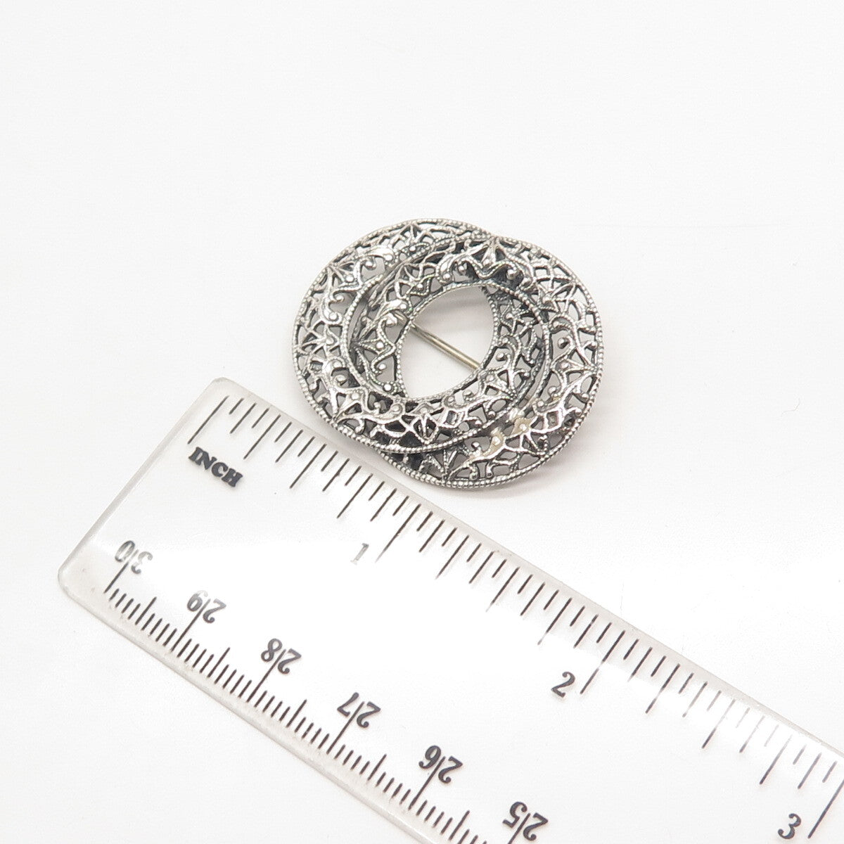 925 Sterling Silver Vintage Jewelart Ornate Pin Brooch