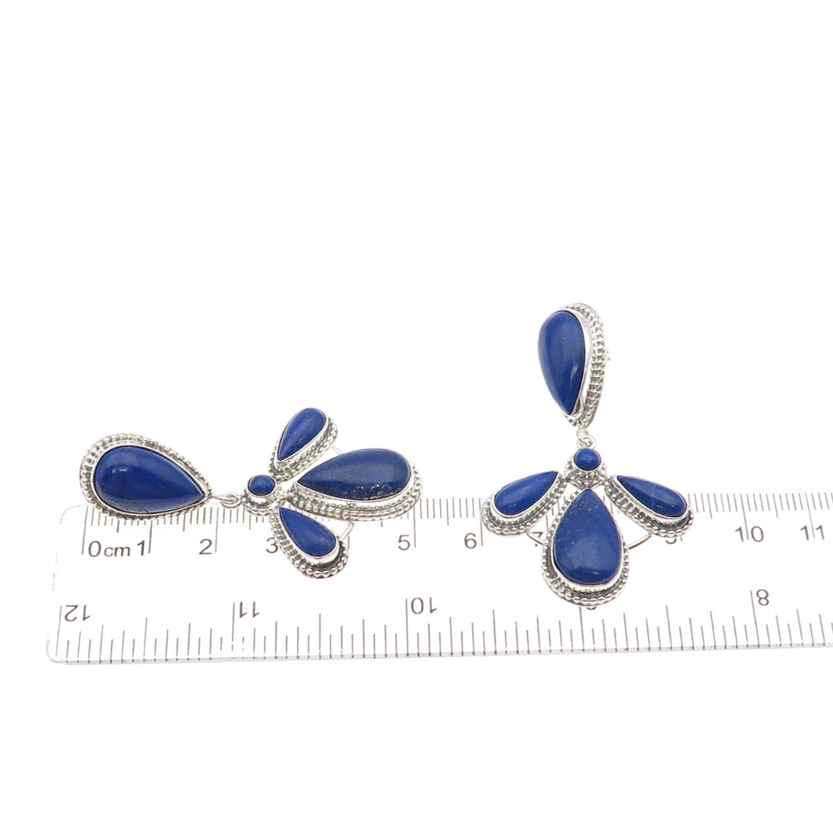 Jay King Desert Rose 925 Sterling Silver Vintage Real Lapis Modernist Earrings