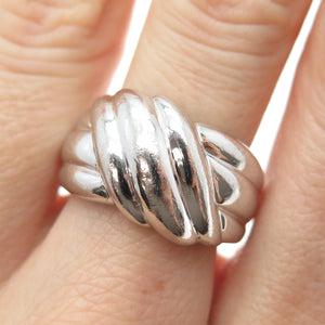 925 Sterling Silver Vintage Modernist Wavy Ring Size 8.25