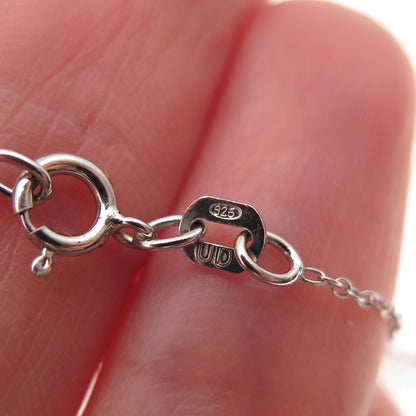 925 Sterling Silver Real Round-Cut Diamond Heart Cable Chain Necklace 18" w/ Box