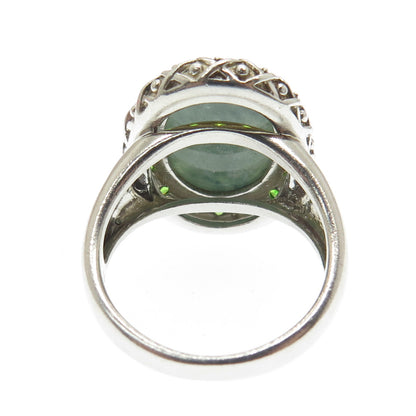 MICHELLE ALBALA 925 Sterling Silver Vintage Jade & Peridot Gem Ring Size 10.25