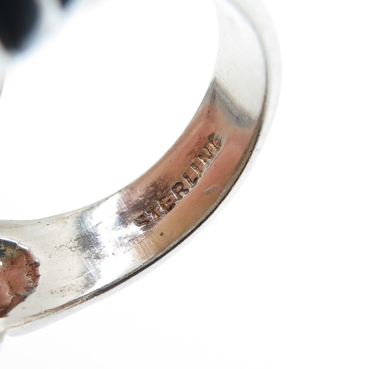 925 Sterling Silver Vintage Ribbed Dome Oxidized Ring Size 6.5