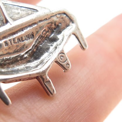 925 Sterling Silver Vintage Grand Piano Oxidized Minimalist Slide Charm Pendant