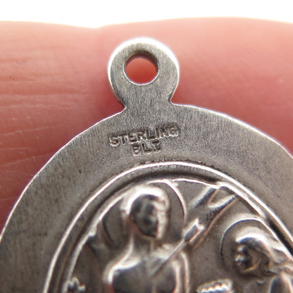 BLISS 925 Sterling Silver Vintage St. Sebastian Medal Oxidized Charm Pendant