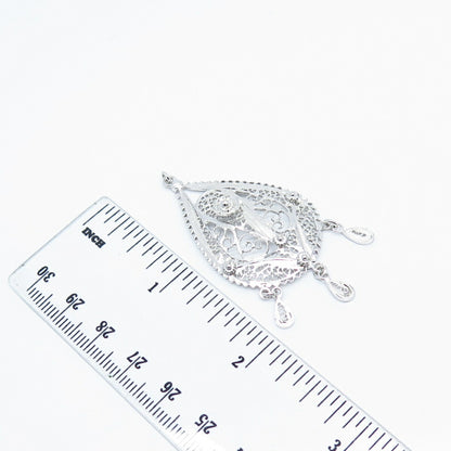 925 Sterling Silver Vintage Van Lou Filigree Pendanr