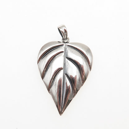 925 Sterling Silver Vintage Floral Leaf Oxidized Charm Pendant