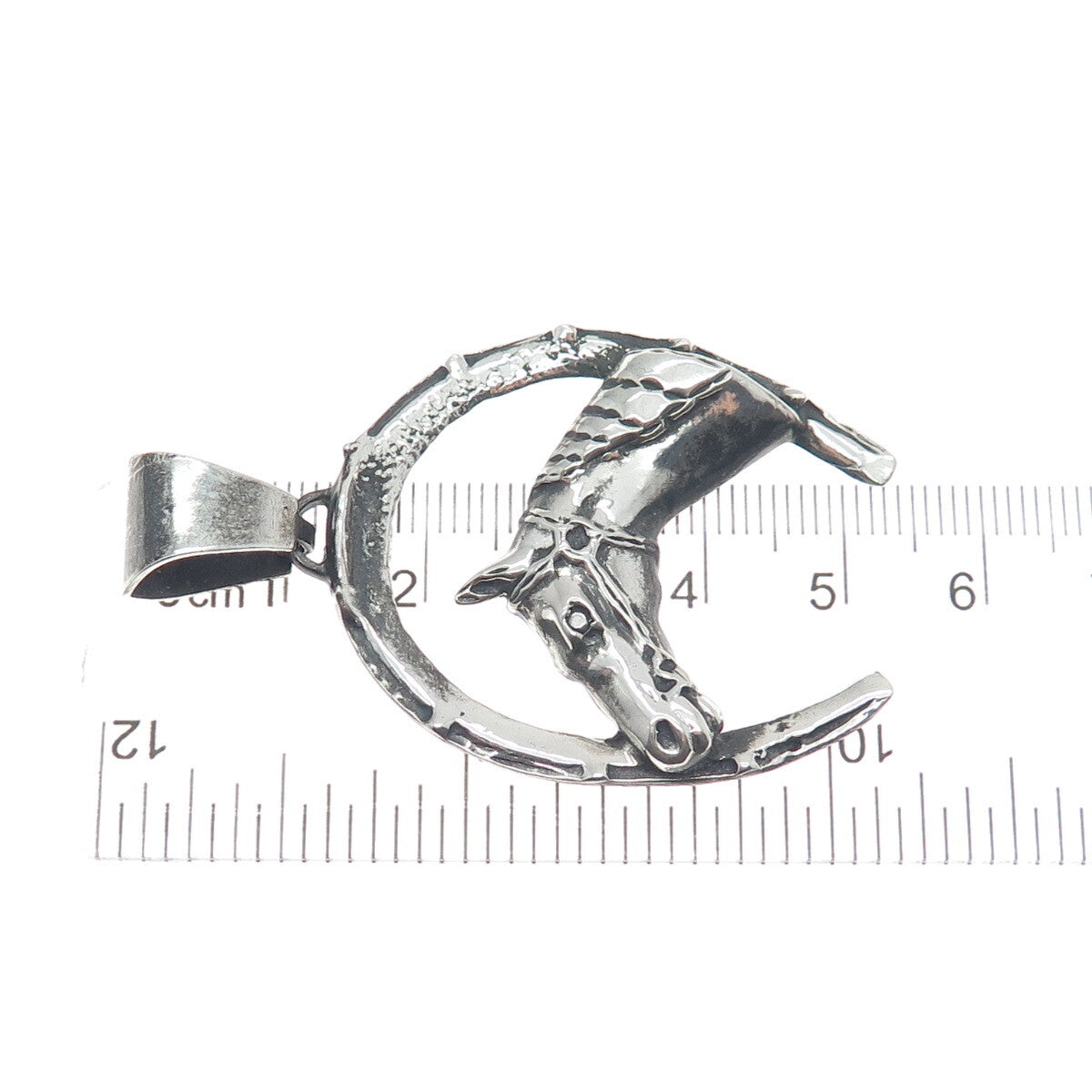 925 Sterling Silver Vintage Horseshoe Club Oxidized Pendant