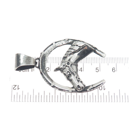 925 Sterling Silver Vintage Horseshoe Club Oxidized Pendant
