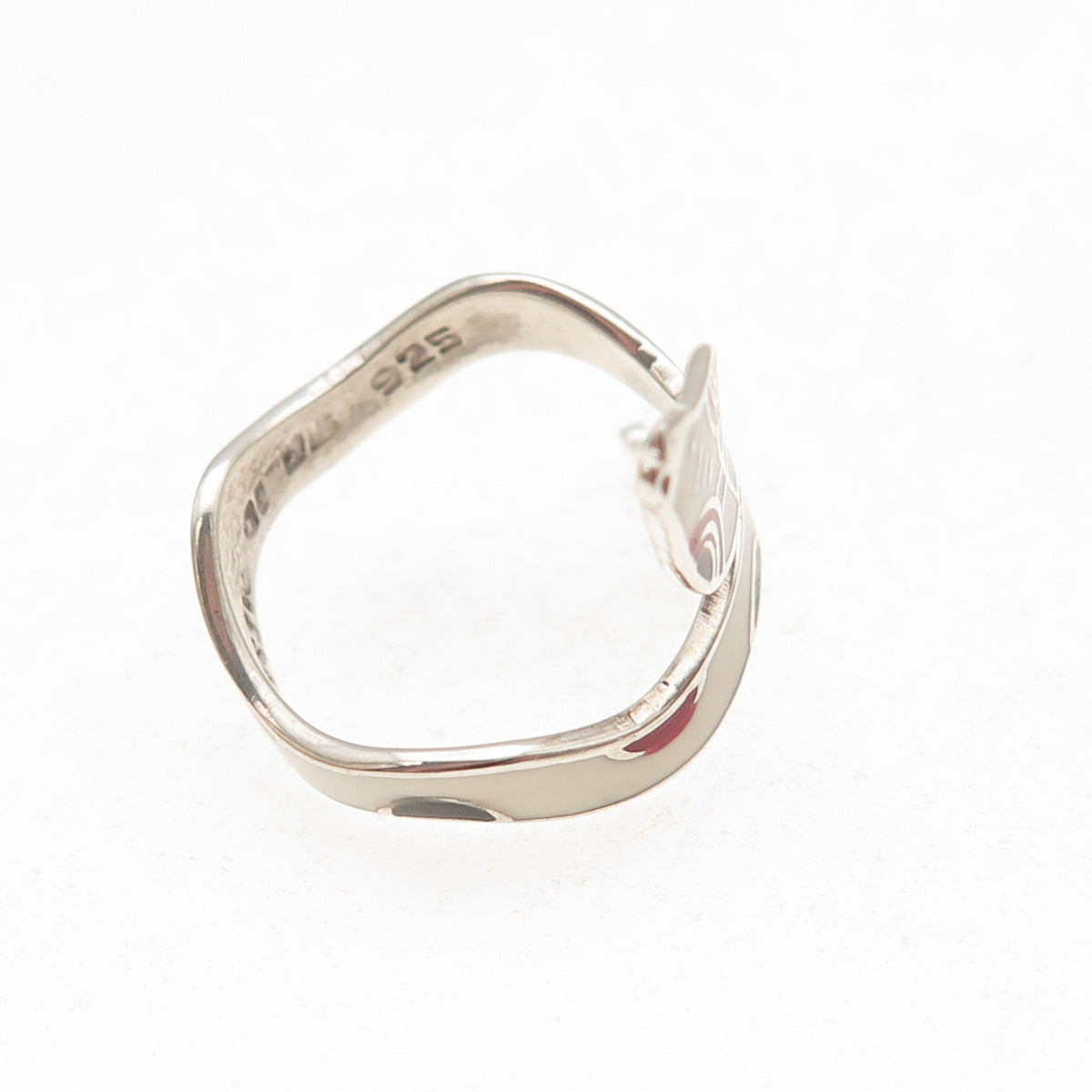 925 Sterling Silver Vintage Mexico Enamel Snake Ring Size 5.25