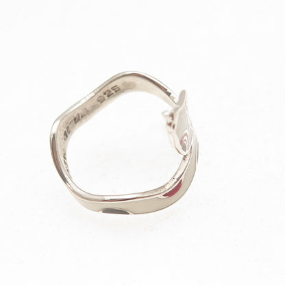 925 Sterling Silver Vintage Mexico Enamel Snake Ring Size 5.25