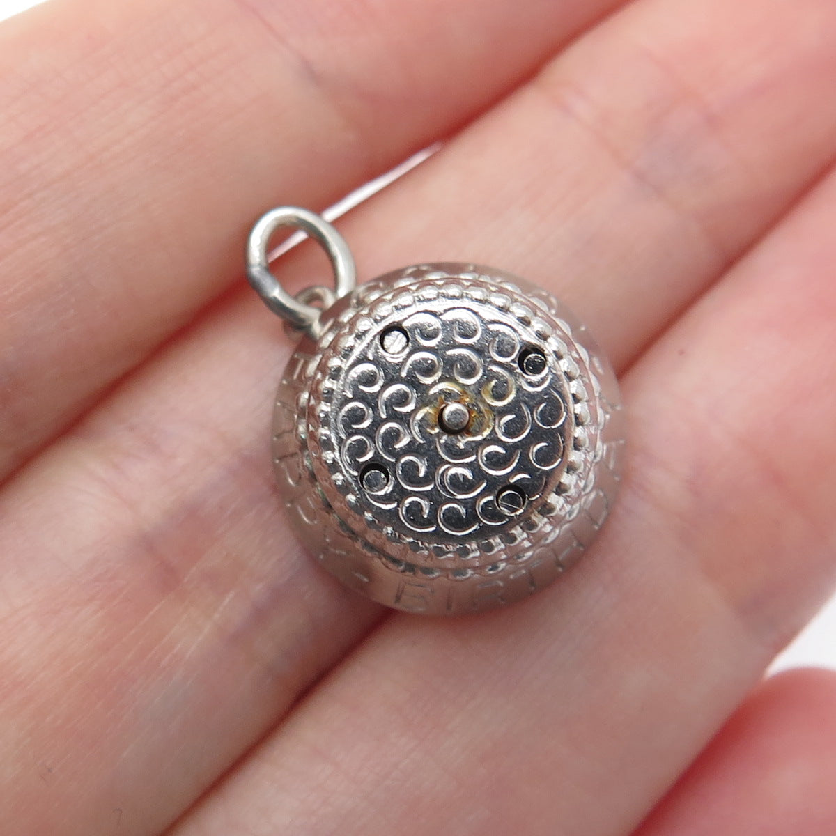 925 Sterling Silver Vintage Happy Birthday To You Cake Minimalist Charm Pendant