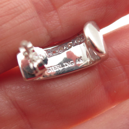 Anne Klein 925 Sterling Silver Vintage Real Opal & C Z Hoop Earrings