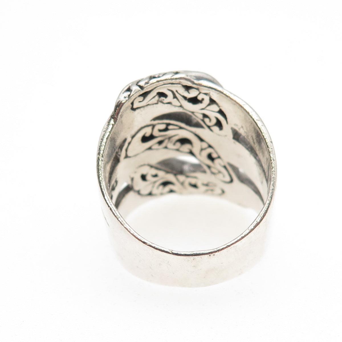 Sarda 925 Sterling Silver Vintage Interlocked Link Oxidized Ring Size 8