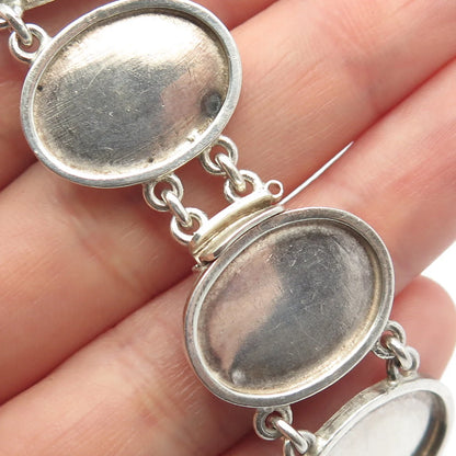 925 Sterling Silver Vintage Real Citrine Gemstone Modernist Bracelet 6.75"