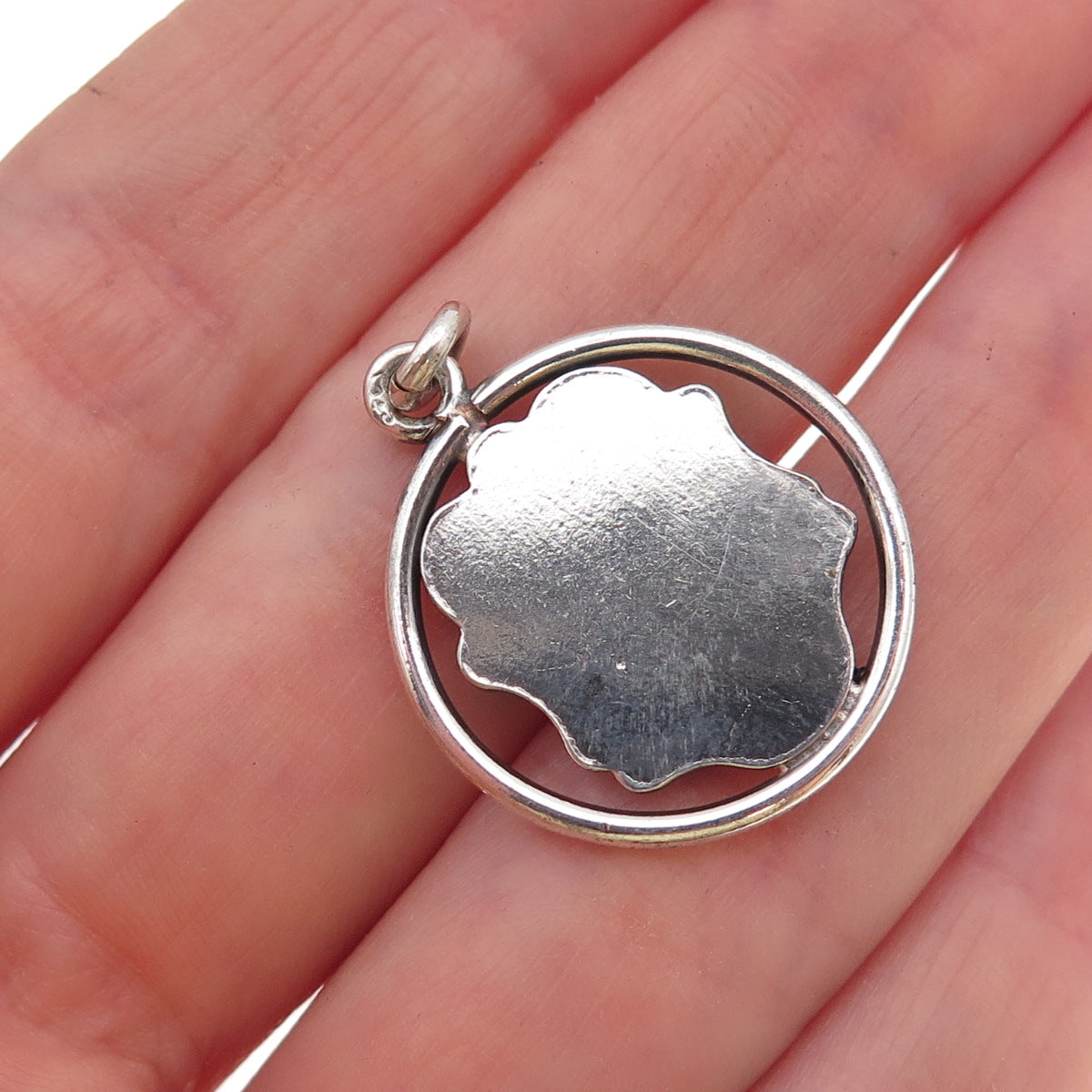 925 Sterling Silver Antique Art Deco Enamel Rhine Falls Switzerland Pendant