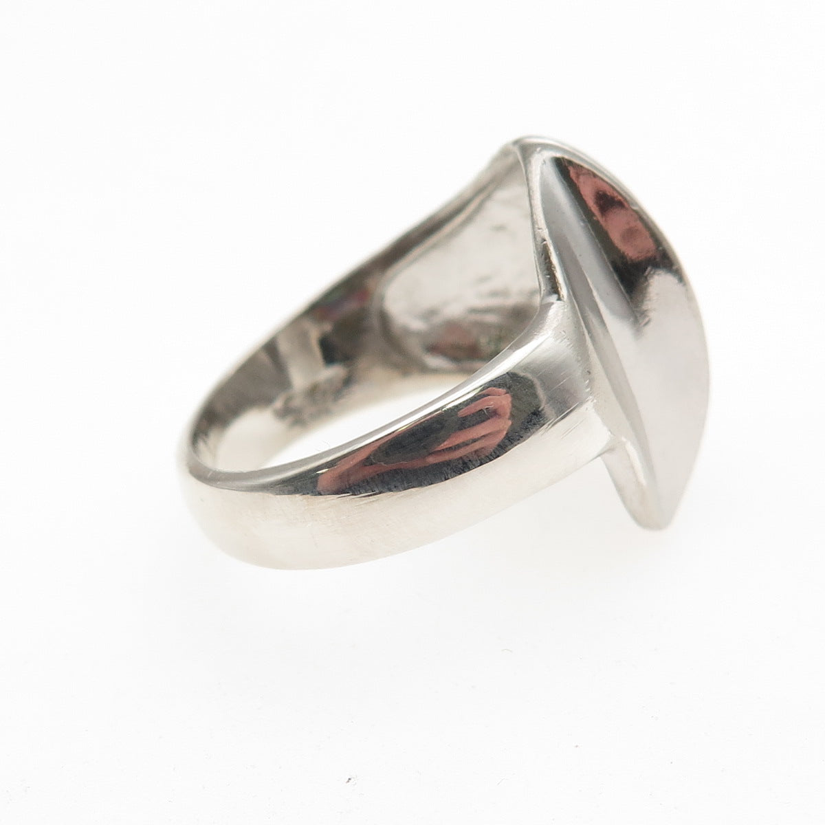 925 Sterling Silver Vintage Modernist Seashell Oxidized Ring Size 9