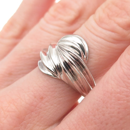 925 Sterling Silver Vintage Modernist Wavy Ring Size 7