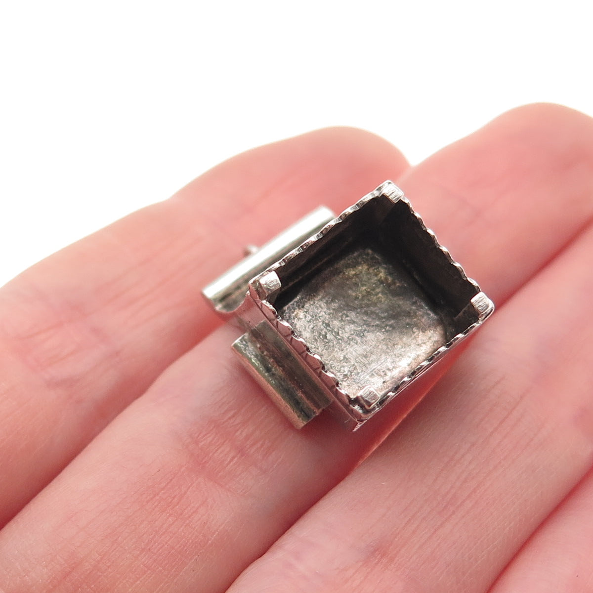 925 Sterling Silver Antique China Chair Oxidized 3D Mini Charm Pendant