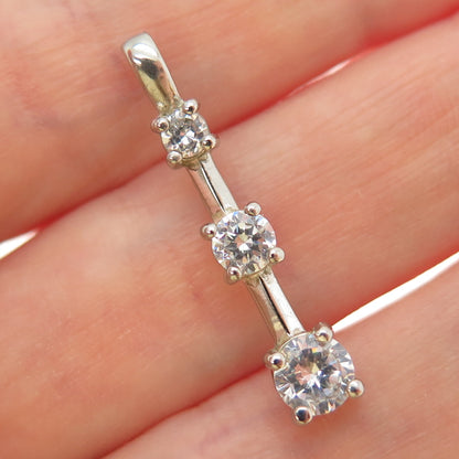 925 Sterling Silver Graduated Round-Cut C Z Bar Pendant