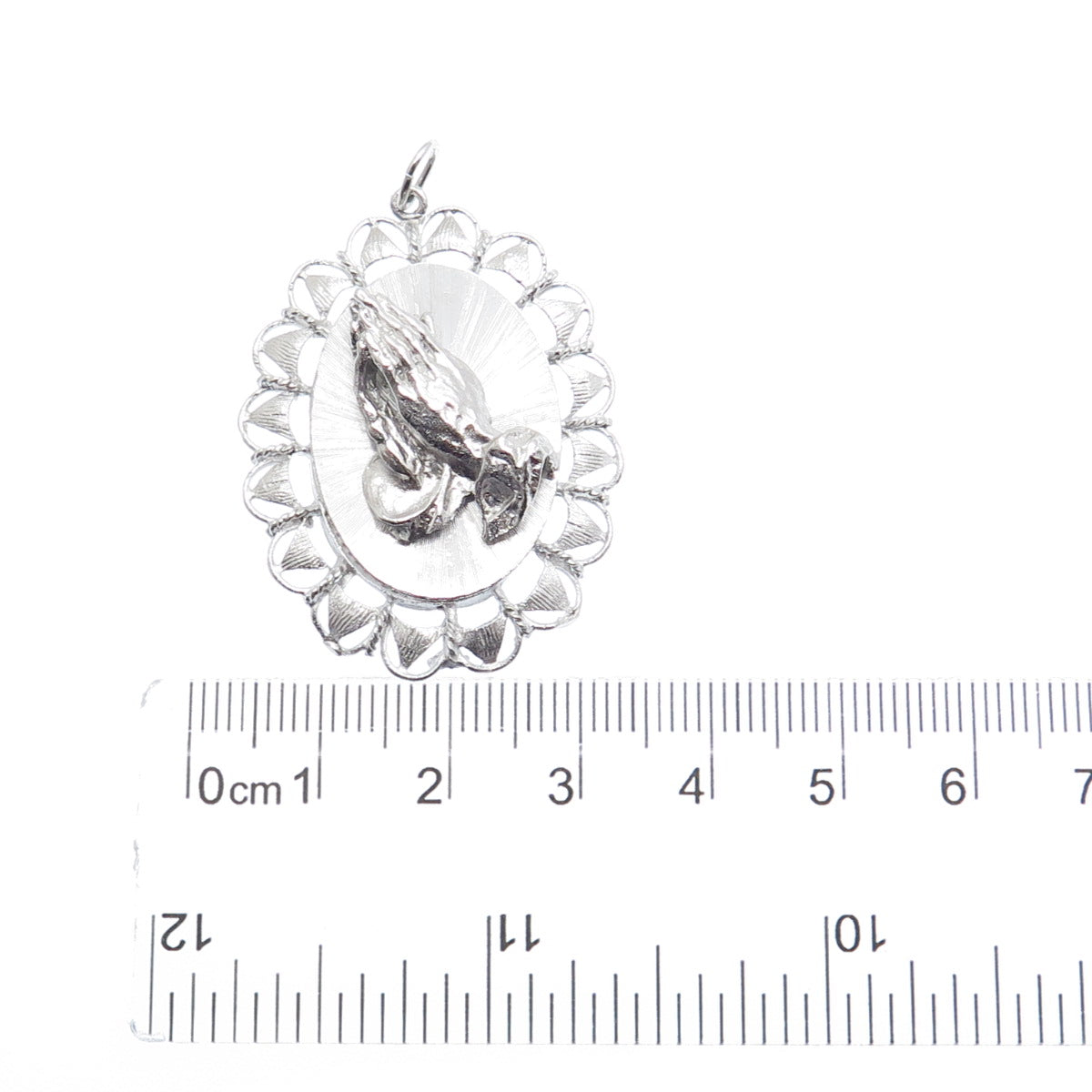 ART'S ELEGANCE 925 Sterling Silver Vintage Prayer Hands Religious Charm Pendant