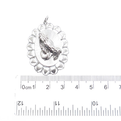 ART'S ELEGANCE 925 Sterling Silver Vintage Prayer Hands Religious Charm Pendant