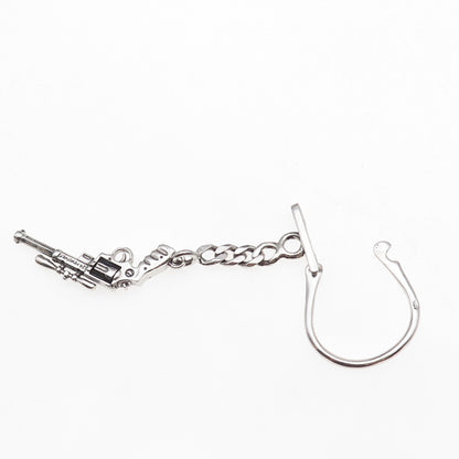925 Sterling Silver Vintage Revolver Key Fob Chain