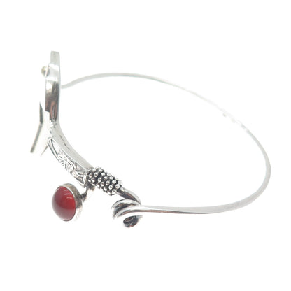 925 Sterling Silver & 14K Multi-Gold Vintage Carnelian Modernist Bracelet 6.75"