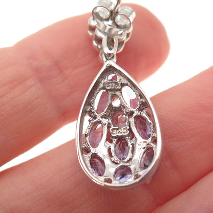 Chuck Clemency 925 Sterling Silver Real Diamond & Tanzanite Dangle Earrings