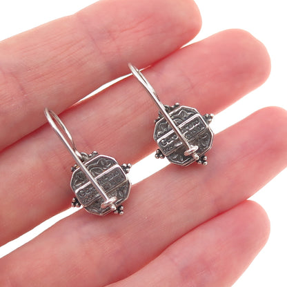 Gerochristo Sterling Silver Vintage Greece Real Pearl Oxidized Dangle Earrings