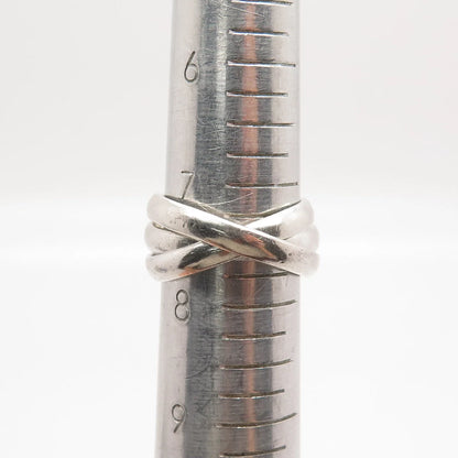 925 Sterling Silver Vintage Triple Interlocked Ring Size 7.75