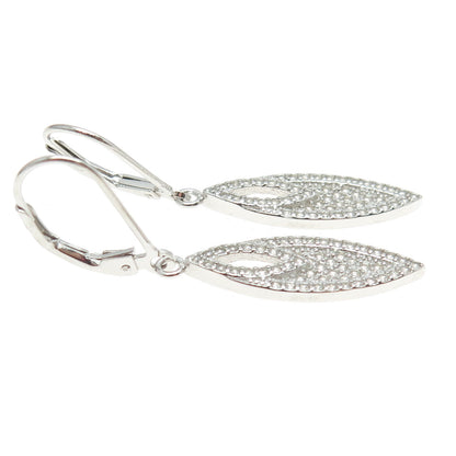 925 Sterling Silver Round-Cut C Z Sparkling Dangling Earrings