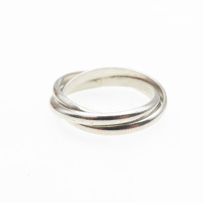 925 Sterling Silver Vintage Interlocked Trinity Band Ring Size 6.5